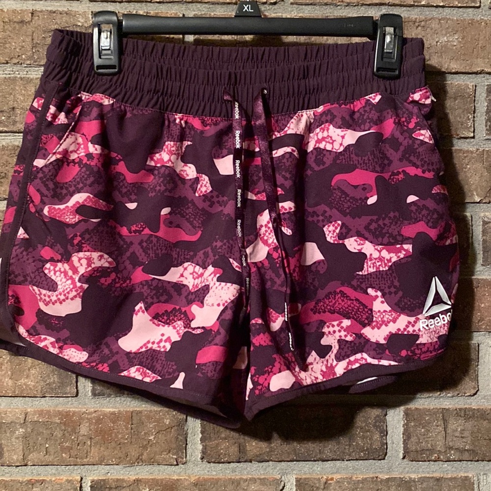 Reebok Purple and pink design athletic shorts